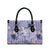 Purple Palaka Crane and Flowers Leather Bag Japan Heritage Spirit - Polynesian Pride