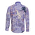 Purple Palaka Crane and Flowers Long Sleeve Button Shirt Japan Heritage Spirit - Polynesian Pride