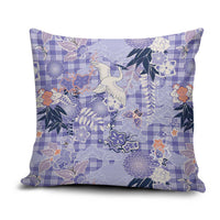 Purple Palaka Crane and Flowers Pillow Cover Japan Heritage Spirit - Polynesian Pride
