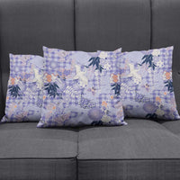 Purple Palaka Crane and Flowers Pillow Cover Japan Heritage Spirit - Polynesian Pride