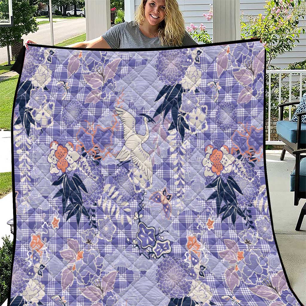 Purple Palaka Crane and Flowers Quilt Japan Heritage Spirit LT9 Purple - Polynesian Pride