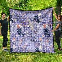Purple Palaka Crane and Flowers Quilt Japan Heritage Spirit LT9 - Polynesian Pride