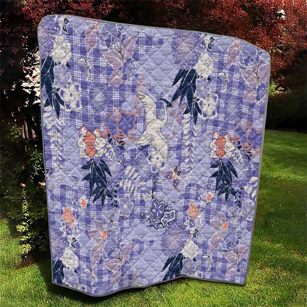 Purple Palaka Crane and Flowers Quilt Japan Heritage Spirit LT9 - Polynesian Pride