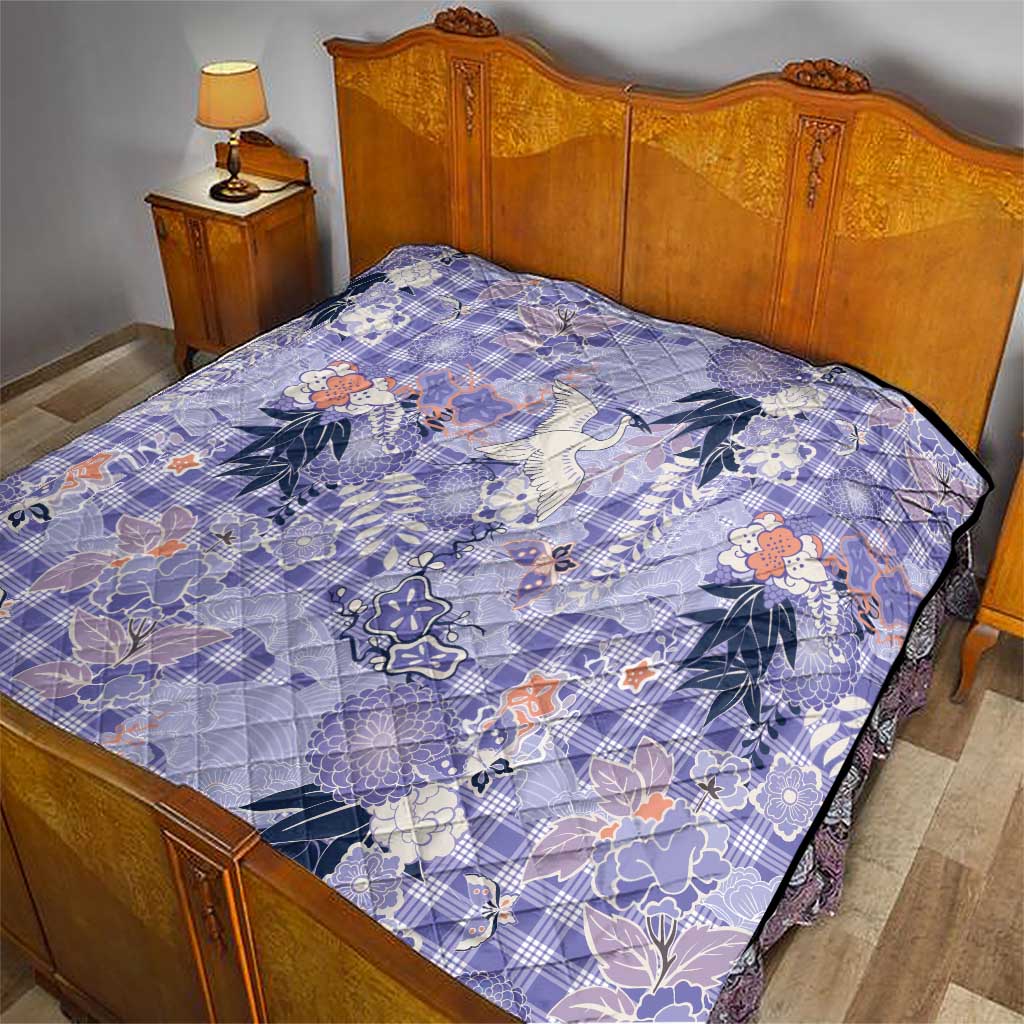 Purple Palaka Crane and Flowers Quilt Japan Heritage Spirit LT9 - Polynesian Pride