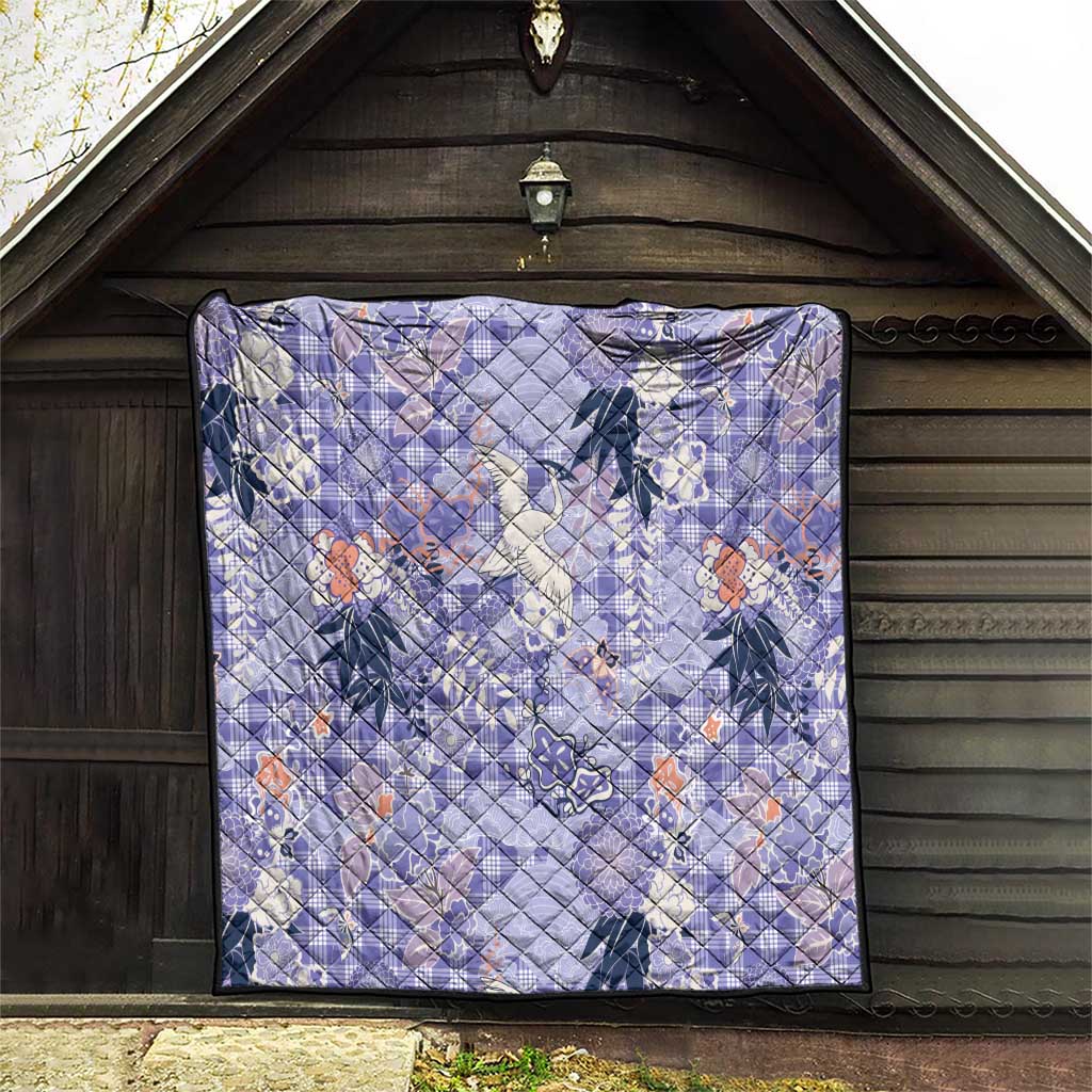 Purple Palaka Crane and Flowers Quilt Japan Heritage Spirit LT9 - Polynesian Pride
