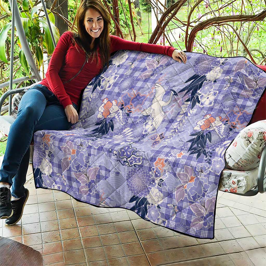 Purple Palaka Crane and Flowers Quilt Japan Heritage Spirit LT9 - Polynesian Pride