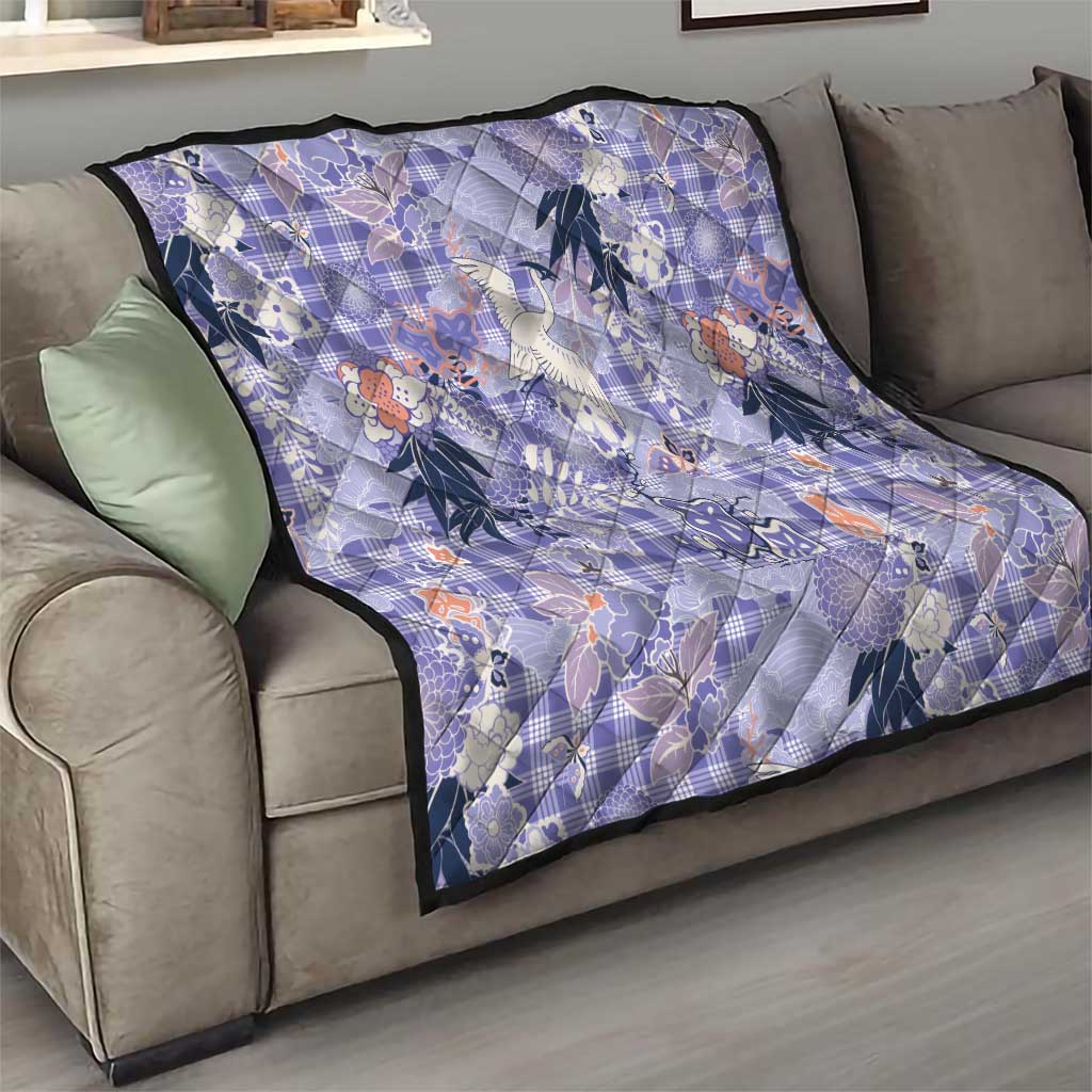 Purple Palaka Crane and Flowers Quilt Japan Heritage Spirit LT9 - Polynesian Pride