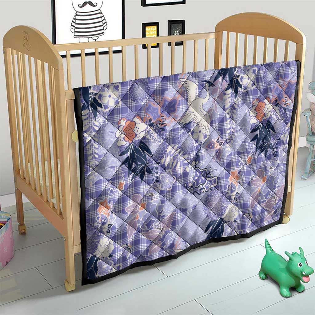 Purple Palaka Crane and Flowers Quilt Japan Heritage Spirit LT9 - Polynesian Pride