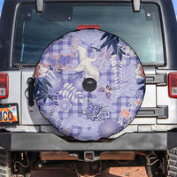 Purple Palaka Crane and Flowers Spare Tire Cover Japan Heritage Spirit - Polynesian Pride