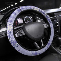Purple Palaka Crane and Flowers Steering Wheel Cover Japan Heritage Spirit - Polynesian Pride