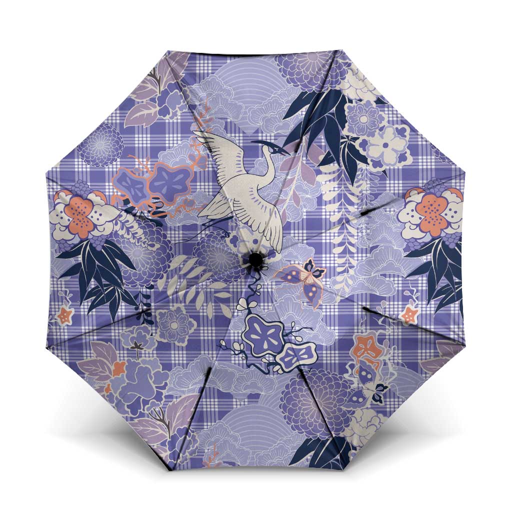 Purple Palaka Crane and Flowers Umbrella Japan Heritage Spirit LT9 One Size Folded 11.42 inch Opened Diameter 37.4 inch Purple - Polynesian Pride