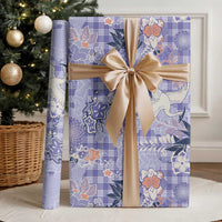 Purple Palaka Crane and Flowers Wrapping Paper Japan Heritage Spirit - Polynesian Pride