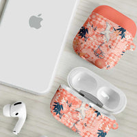 Red Palaka Crane and Flowers AirPods Case Japan Heritage Spirit - Polynesian Pride
