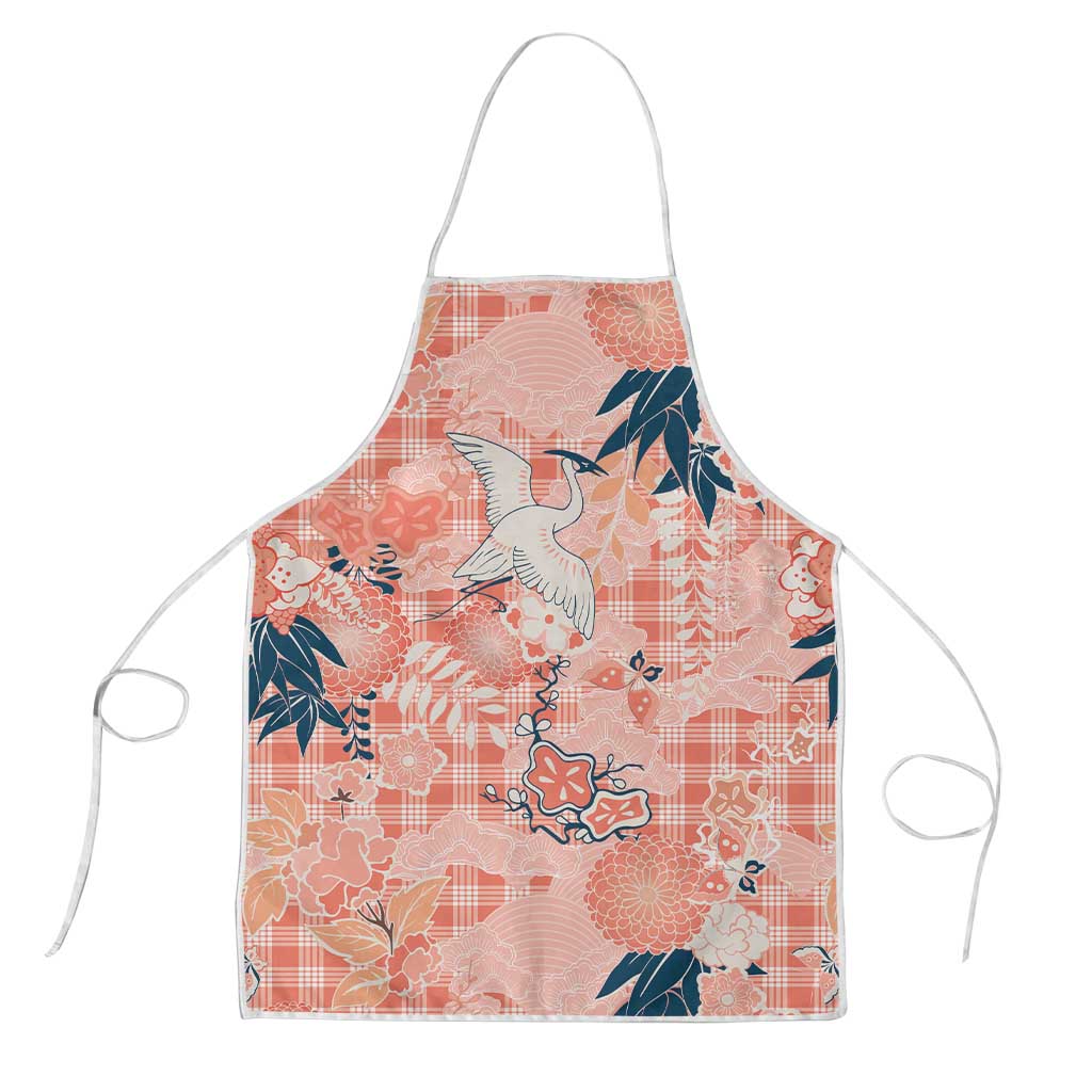 Red Palaka Crane and Flowers Apron Japan Heritage Spirit - Polynesian Pride