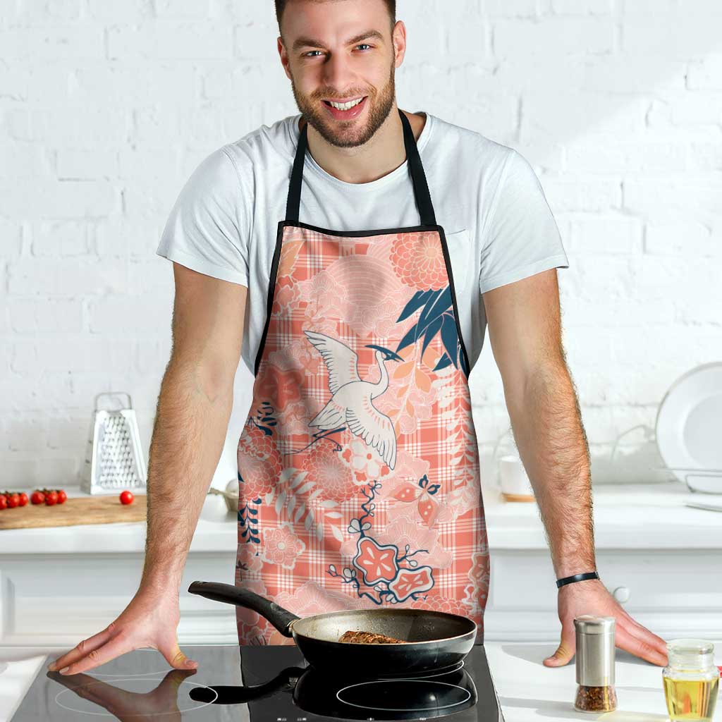 Red Palaka Crane and Flowers Apron Japan Heritage Spirit - Polynesian Pride