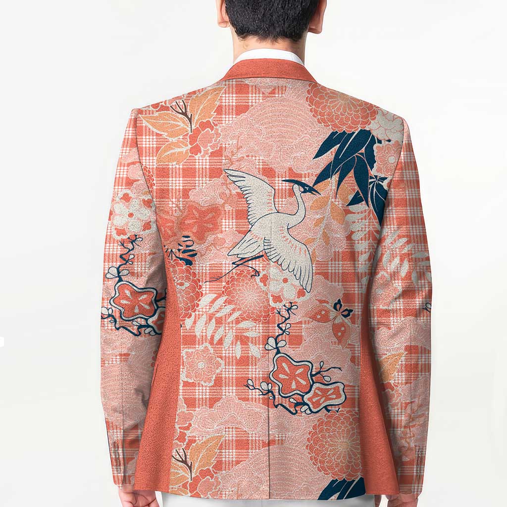 Red Palaka Crane and Flowers Blazer Japan Heritage Spirit - Polynesian Pride