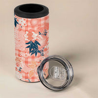 Red Palaka Crane and Flowers 4 in 1 Can Cooler Tumbler Japan Heritage Spirit - Polynesian Pride