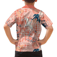 Red Palaka Crane and Flowers Family Matching Off Shoulder Short Dress and Hawaiian Shirt Japan Heritage Spirit - Polynesian Pride
