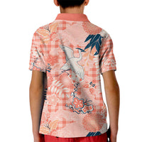 Red Palaka Crane and Flowers Kid Polo Shirt Japan Heritage Spirit - Polynesian Pride