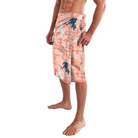 Red Palaka Crane and Flowers Lavalava Japan Heritage Spirit - Polynesian Pride