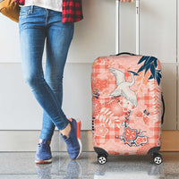 Red Palaka Crane and Flowers Luggage Cover Japan Heritage Spirit LT9 - Polynesian Pride
