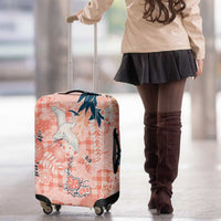 Red Palaka Crane and Flowers Luggage Cover Japan Heritage Spirit LT9 - Polynesian Pride