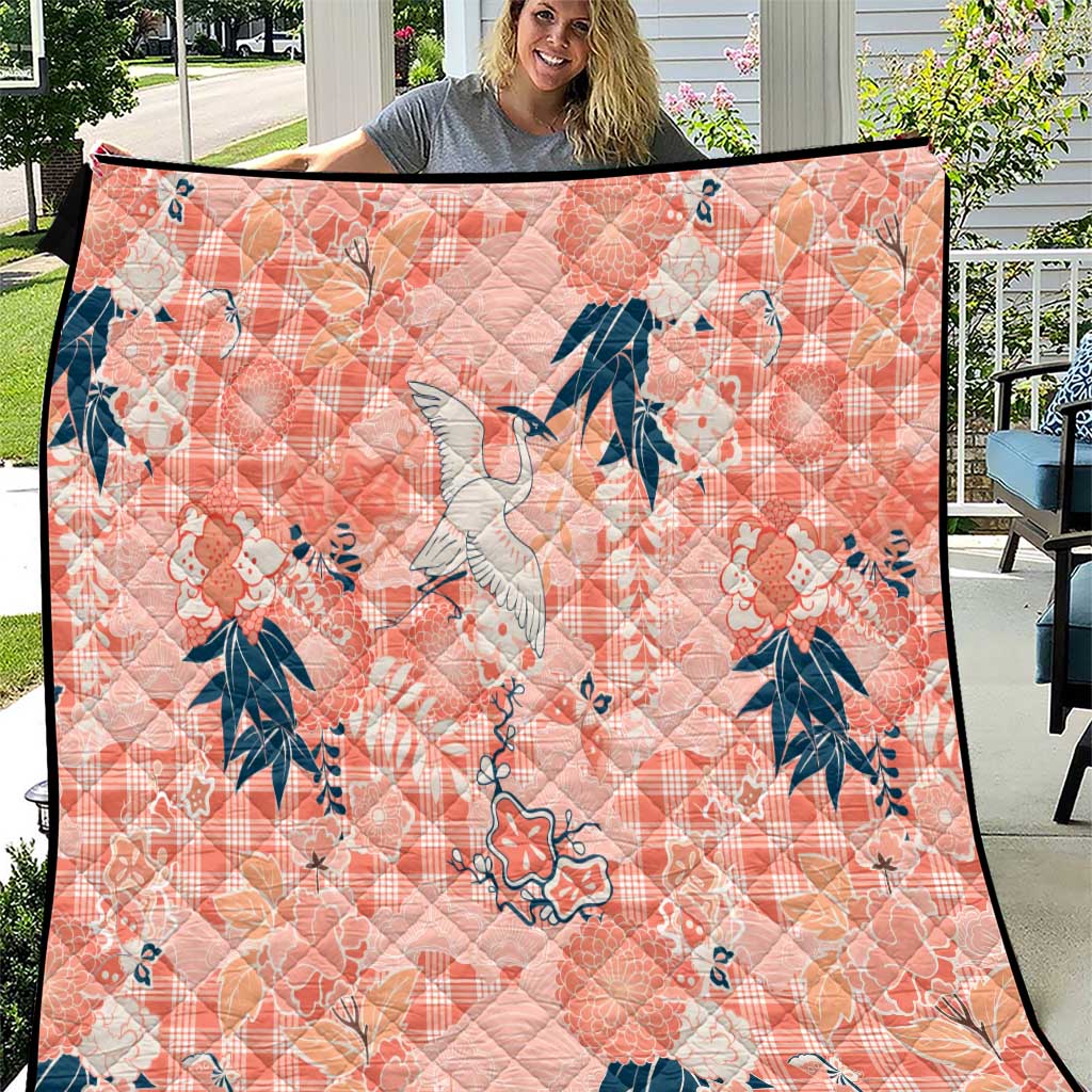 Red Palaka Crane and Flowers Quilt Japan Heritage Spirit LT9 Red - Polynesian Pride