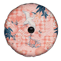 Red Palaka Crane and Flowers Spare Tire Cover Japan Heritage Spirit - Polynesian Pride