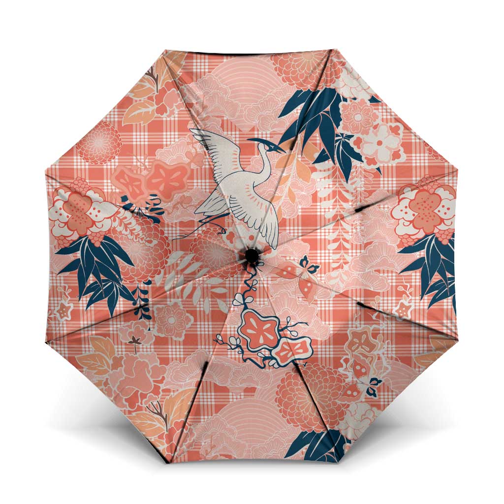 Red Palaka Crane and Flowers Umbrella Japan Heritage Spirit - Polynesian Pride