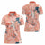 Red Palaka Crane and Flowers Women Polo Shirt Japan Heritage Spirit - Polynesian Pride