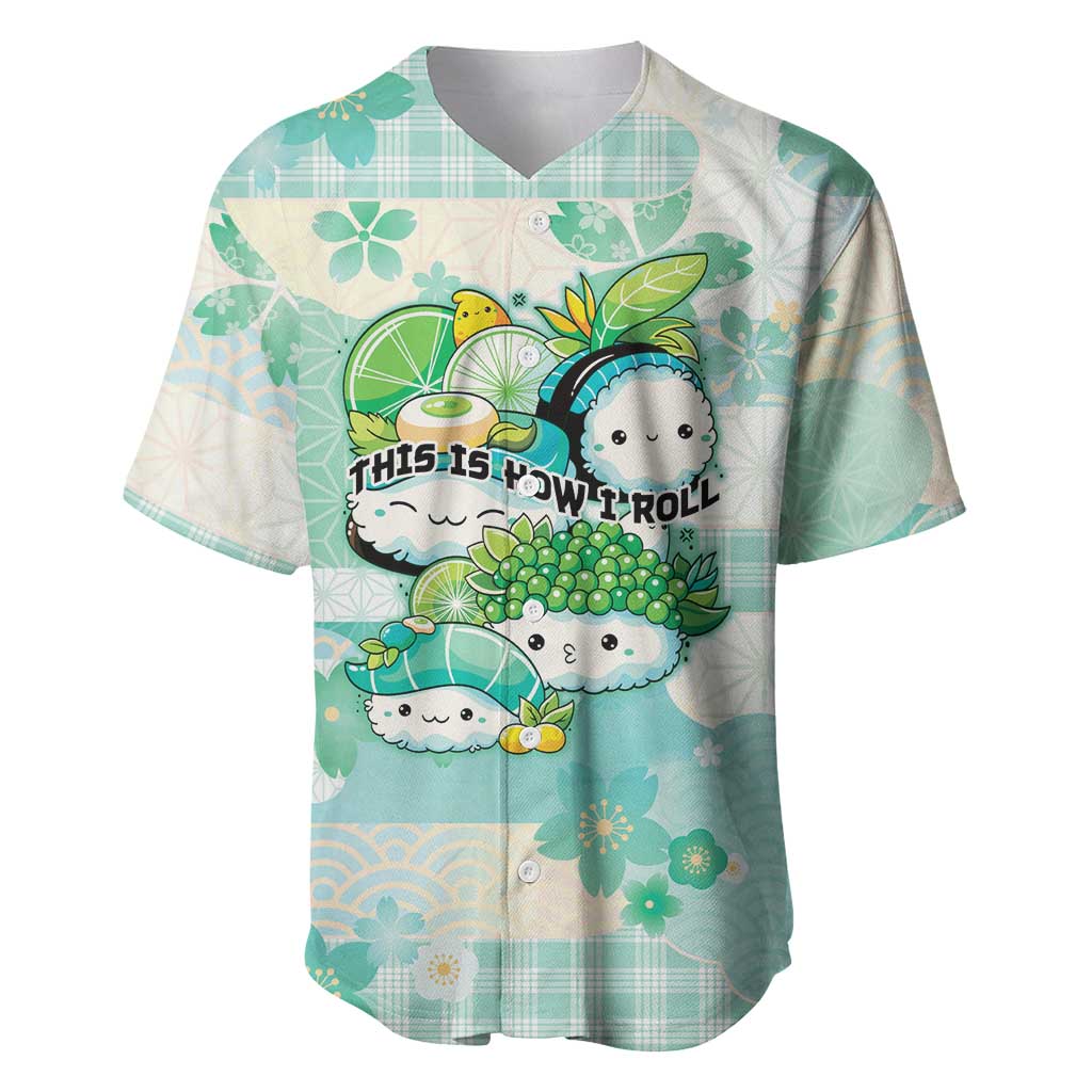 Personalized Japanese Kawaii Sushi Baseball Jersey Green Wagara Palaka This Is How I Roll