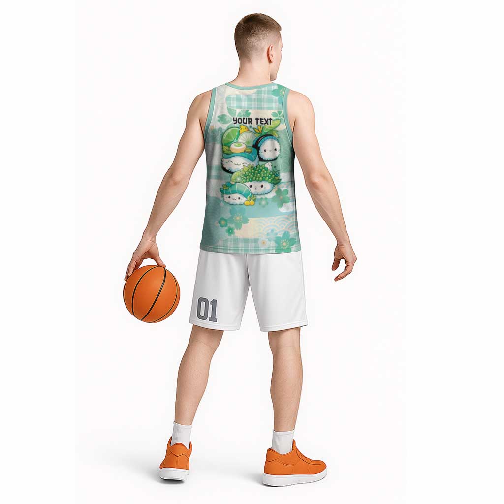 Personalized Japanese Kawaii Sushi Basketball Jersey Green Wagara Palaka This Is How I Roll