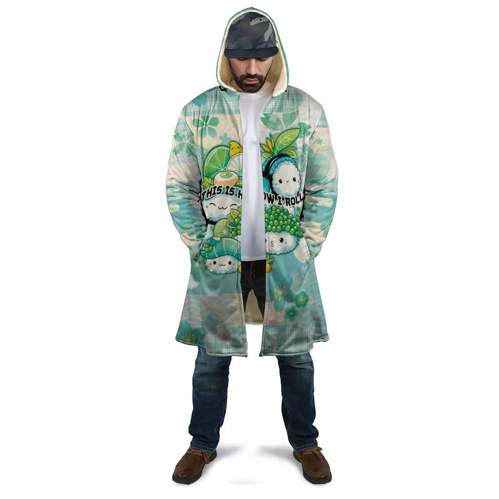 Personalized Japanese Kawaii Sushi Cloak Green Wagara Palaka This Is How I Roll - Polynesian Pride