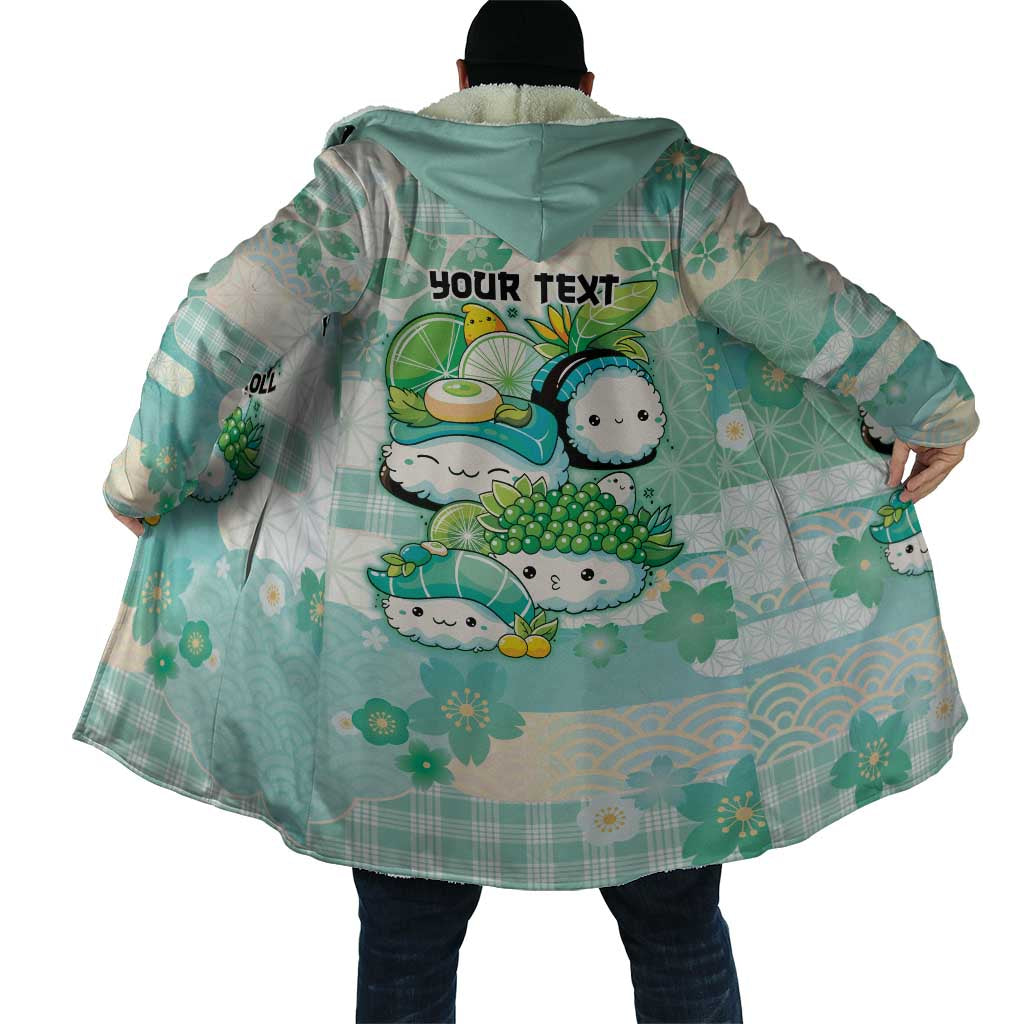 Personalized Japanese Kawaii Sushi Cloak Green Wagara Palaka This Is How I Roll - Polynesian Pride
