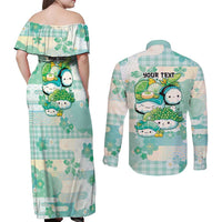 Personalized Japanese Kawaii Sushi Couples Matching Off Shoulder Maxi Dress and Long Sleeve Button Shirt Green Wagara Palaka This Is How I Roll
