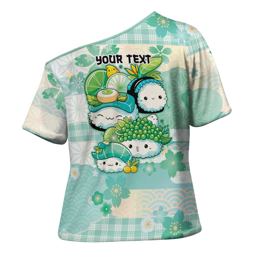 Personalized Japanese Kawaii Sushi Cross Shoulder Shirt Green Wagara Palaka This Is How I Roll