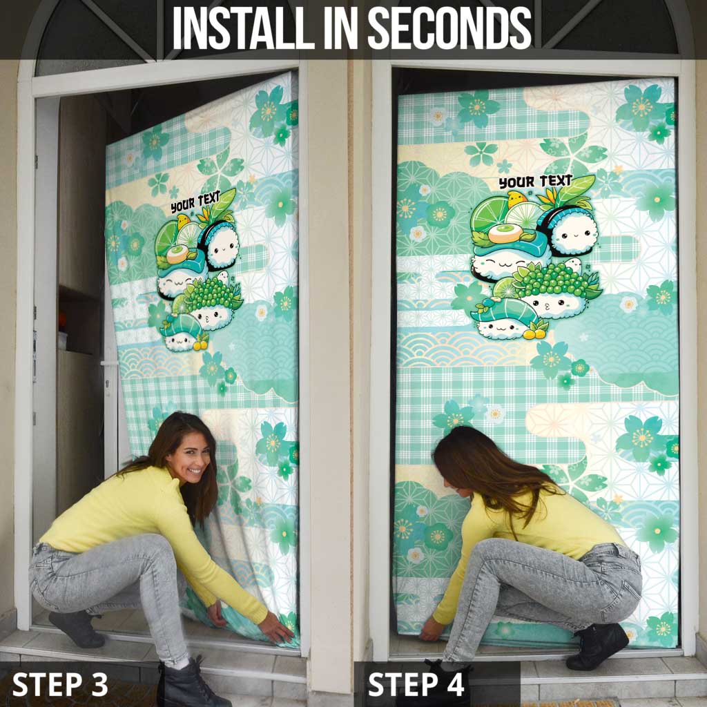 Personalized Japanese Kawaii Sushi Door Cover Green Wagara Palaka This Is How I Roll