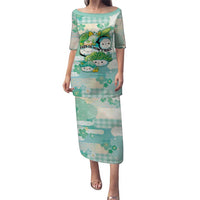 Personalized Japanese Kawaii Sushi Family Matching Puletasi and Hawaiian Shirt Green Wagara Palaka This Is How I Roll