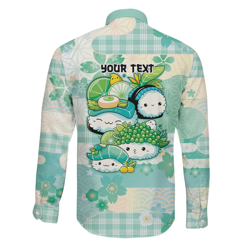 Personalized Japanese Kawaii Sushi Family Matching Short Sleeve Bodycon Dress and Hawaiian Shirt Green Wagara Palaka This Is How I Roll