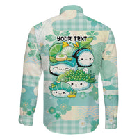 Personalized Japanese Kawaii Sushi Family Matching Short Sleeve Bodycon Dress and Hawaiian Shirt Green Wagara Palaka This Is How I Roll
