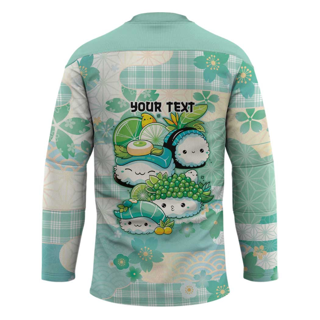Personalized Japanese Kawaii Sushi Hockey Jersey Green Wagara Palaka This Is How I Roll
