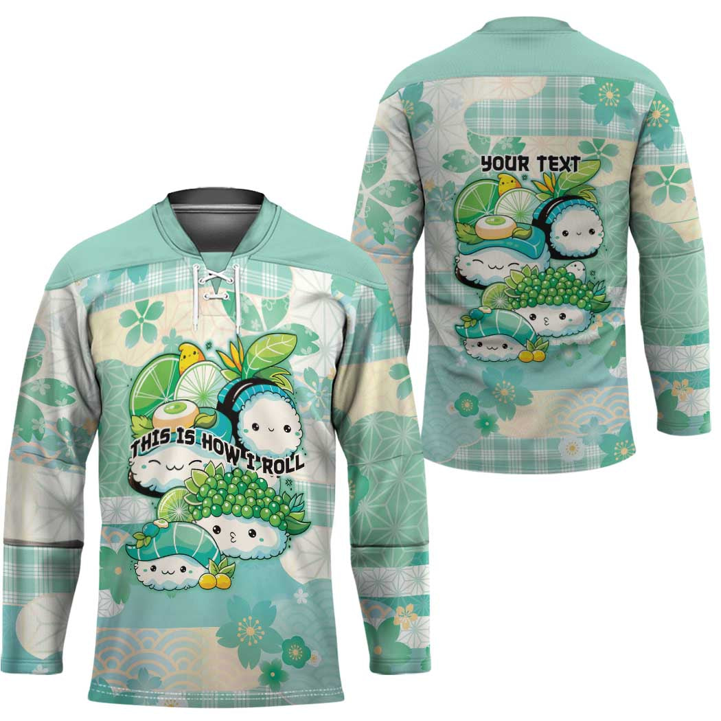 Personalized Japanese Kawaii Sushi Hockey Jersey Green Wagara Palaka This Is How I Roll