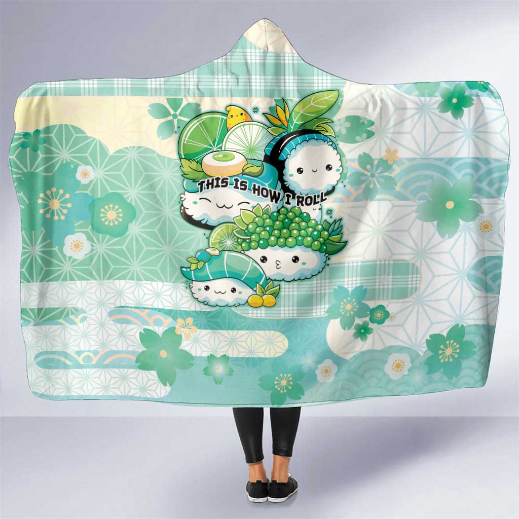 Japanese Kawaii Sushi Hooded Blanket Green Wagara Palaka This Is How I Roll