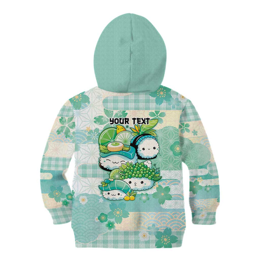 Personalized Japanese Kawaii Sushi Kid Hoodie Green Wagara Palaka This Is How I Roll