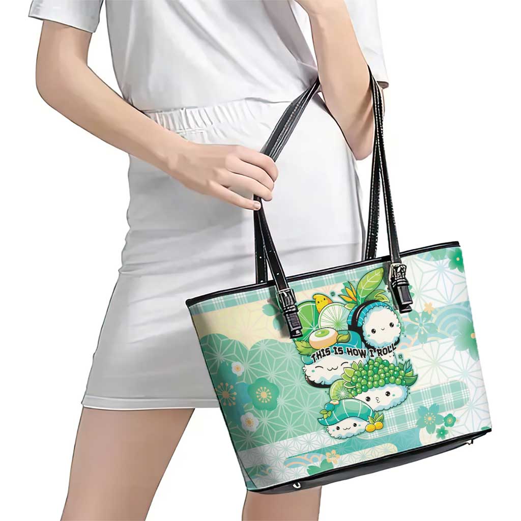 Japanese Kawaii Sushi Leather Tote Bag Green Wagara Palaka This Is How I Roll
