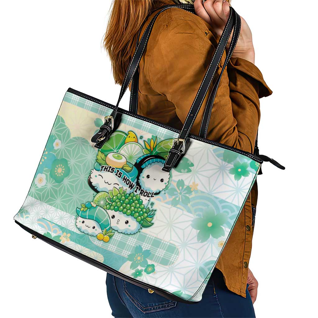 Japanese Kawaii Sushi Leather Tote Bag Green Wagara Palaka This Is How I Roll