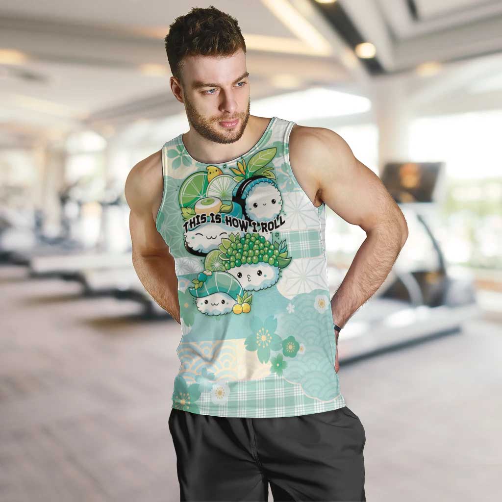 Personalized Japanese Kawaii Sushi Men Tank Top Green Wagara Palaka This Is How I Roll