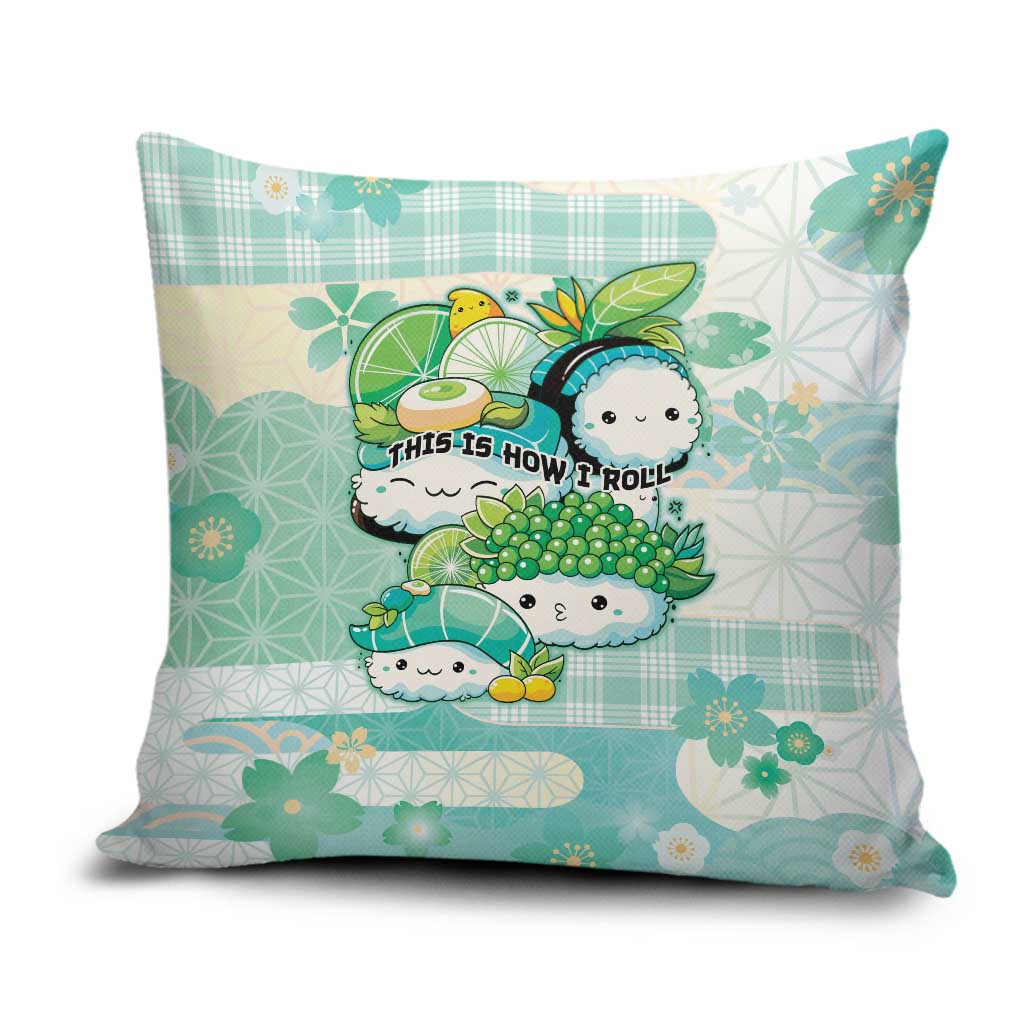 Japanese Kawaii Sushi Pillow Cover Green Wagara Palaka This Is How I Roll