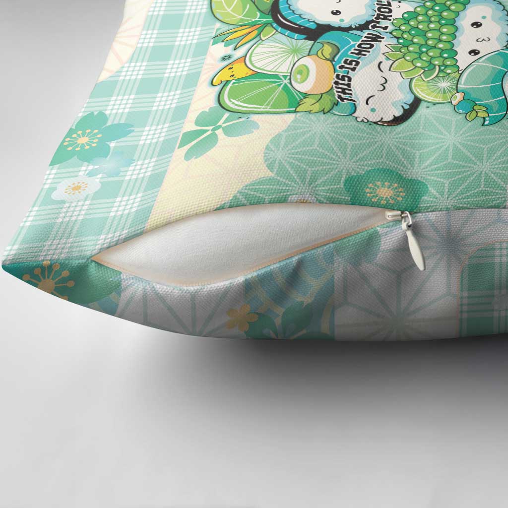 Japanese Kawaii Sushi Pillow Cover Green Wagara Palaka This Is How I Roll