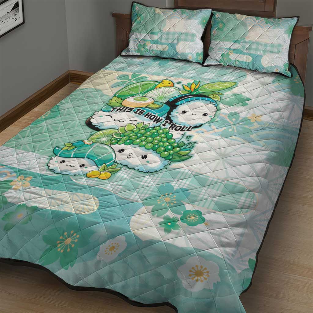 Japanese Kawaii Sushi Quilt Bed Set Green Wagara Palaka This Is How I Roll
